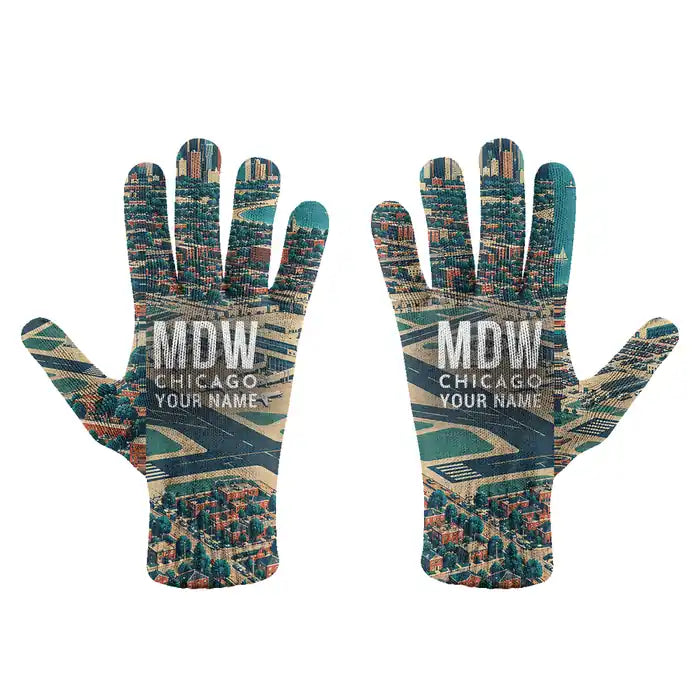 Chicago Midway International Airport (MDW) Gloves - Gloves - Full - 3D + Name