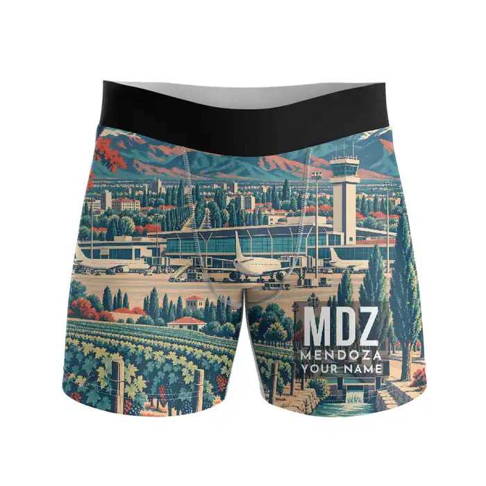 Governor Francisco Gabrielli International Airport (MDZ) Men Boxers - Scene + Name