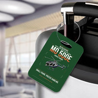 Thumbnail for MD Helicopters MD 500E design on dark green acrylic luggage tags, double-side print