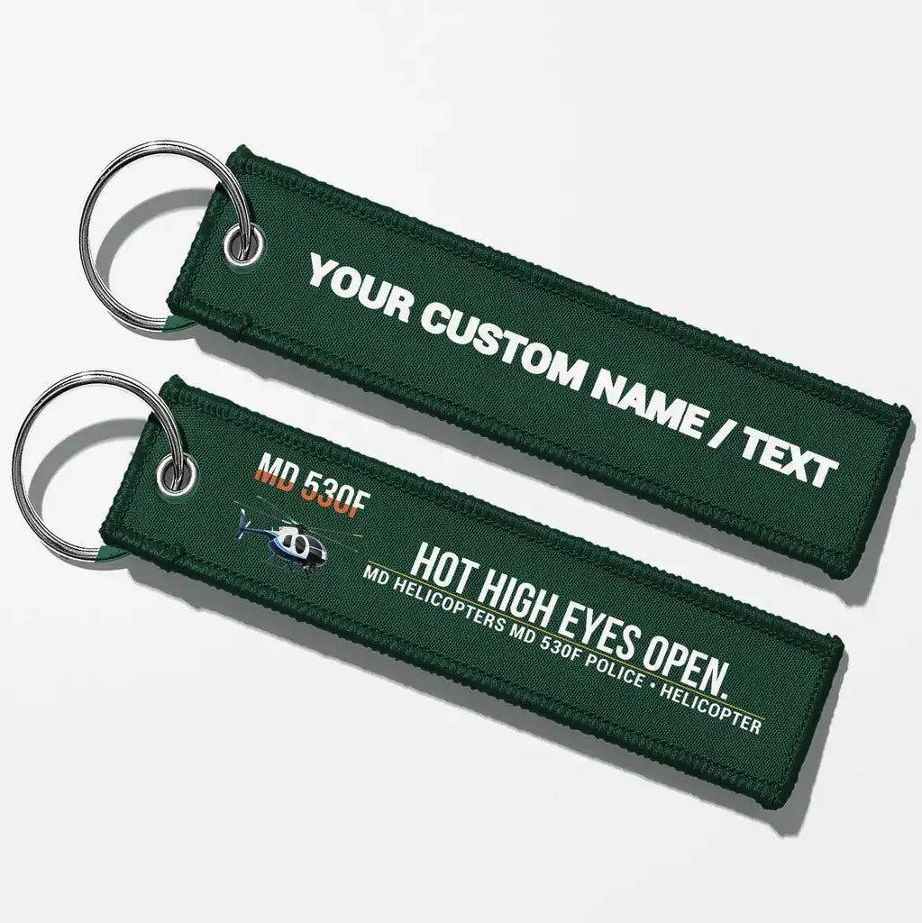 MD Helicopters MD 530F Police Aviator Key Chains - Dark Green - Personalized