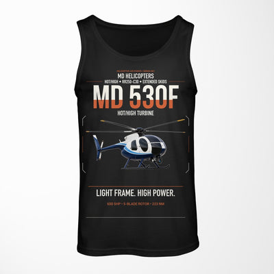 MD Helicopters MD 530F design on black tank top
