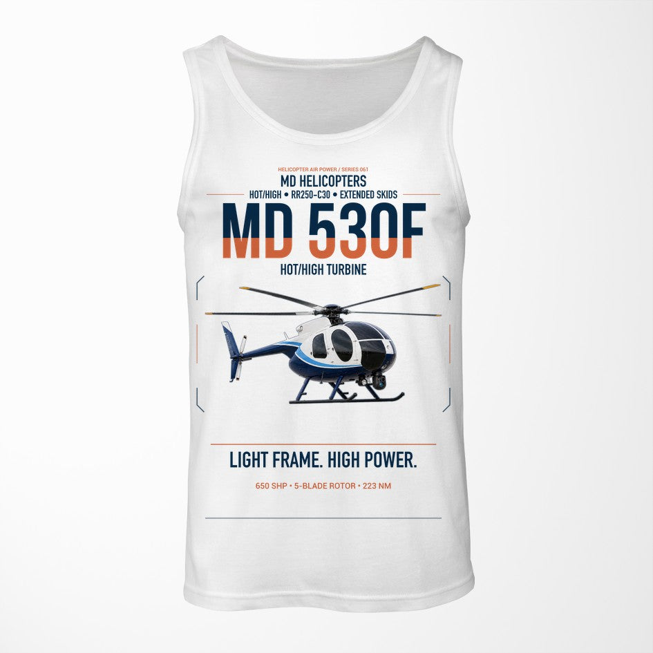 MD Helicopters MD 530F design on white tank top