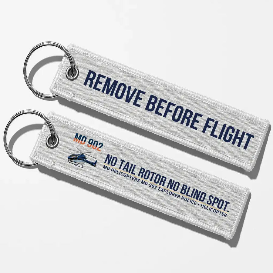 MD Helicopters MD 902 Explorer Police Aviator Key Chains - White - Remove Before Flight