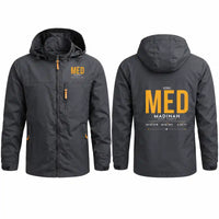Thumbnail for Prince Mohammad Bin Abdulaziz International Airport (MED) Stylish Jackets - Hooded Windbreaker - Tag - Charcoal