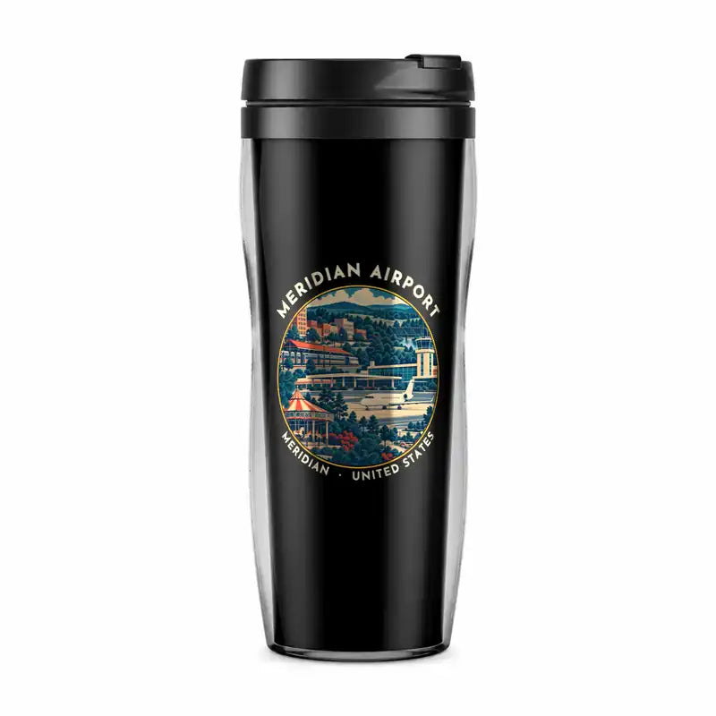 Meridian Regional Airport (MEI) Travel Mugs - Badge - Plastic (No Holder) - Black