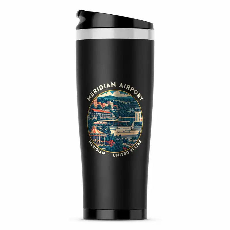 Meridian Regional Airport (MEI) Travel Mugs - Badge - Stainless Steel (No Holder) - Black