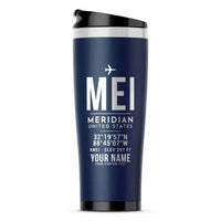 Thumbnail for Meridian Regional Airport (MEI) Travel Mugs - ID Tag + Name - Stainless Steel (No Holder) - Dark Blue
