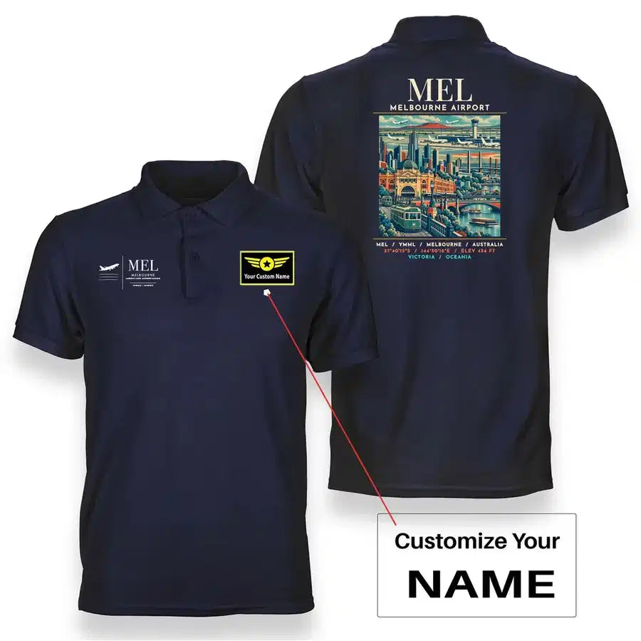 MEL - Poster - Double-Side Polo - Navy Blue + Name