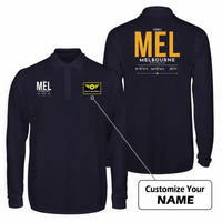 Thumbnail for Melbourne Airport (MEL) Premium Polo T-Shirts - Tag + Name - Long Sleeve - Dark Blue