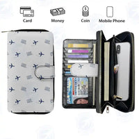 Thumbnail for Melbourne Airport (MEL) Leather Wallets - Zip Long Wallet - Pattern - Light Gray