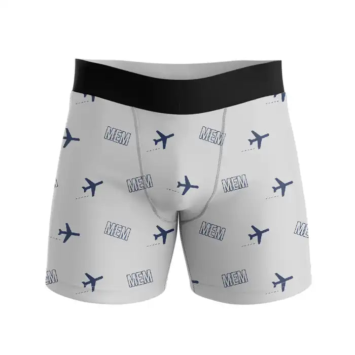 Frederick W. Smith International Airport Memphis (MEM) Men Boxers - Pattern - Light Gray