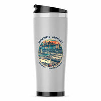 Thumbnail for Frederick W. Smith International Airport Memphis (MEM) Travel Mugs - Badge - Stainless Steel (No Holder) - Light Gray