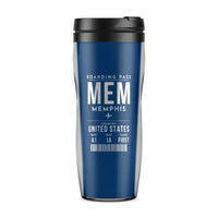 Thumbnail for Frederick W. Smith International Airport Memphis (MEM) Travel Mugs - Boarding Pass - Plastic (No Holder) - Blue