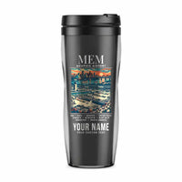 Thumbnail for Frederick W. Smith International Airport Memphis (MEM) Travel Mugs - Poster + Name - Plastic (No Holder) - Gray