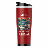 Thumbnail for Frederick W. Smith International Airport Memphis (MEM) Travel Mugs - Poster + Name - Stainless Steel (No Holder) - Red