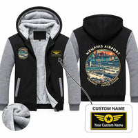Thumbnail for Frederick W. Smith International Airport Memphis (MEM) Zipped Sweatshirts - Badge + Name - Black & Gray