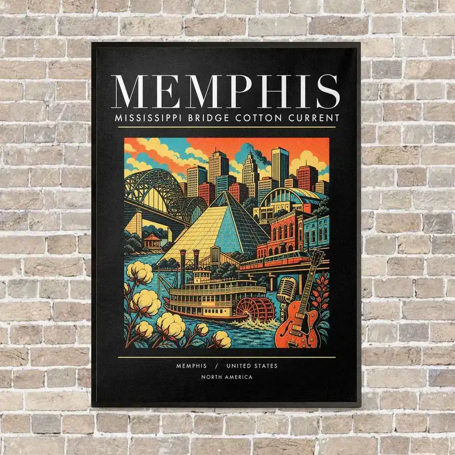 MEMPHIS - Poster - Canvas Framed - Black