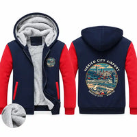 Thumbnail for Mexico City Benito Juarez International Airport (MEX) Zipped Sweatshirts - Badge - Navy & Red