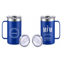 Thumbnail for Macau International Airport (MFM) Stainless Steel Mugs - ID Tag + Custom Back - Stainless Steel Mug - 24 oz / 700ML - Blue