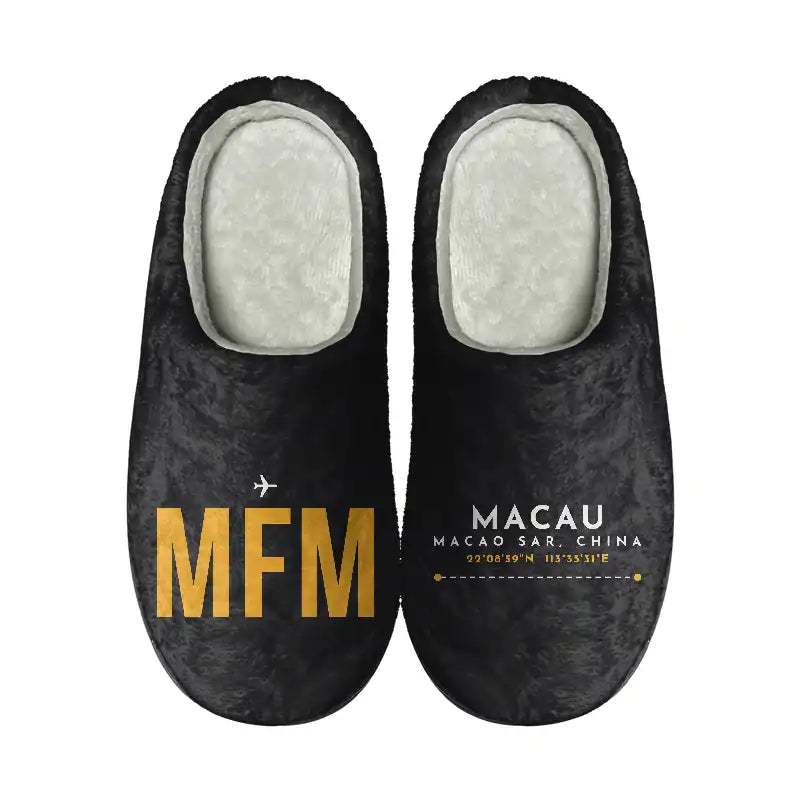 Macau International Airport (MFM) Slippers & Flip Flops - Slippers - Cotton - Code - Different - Black