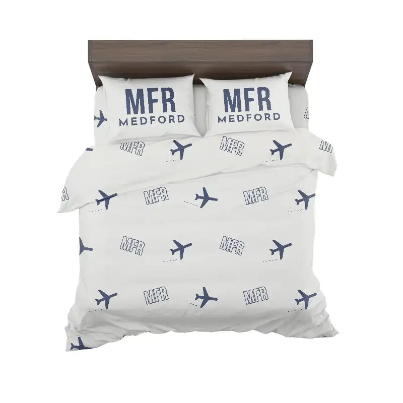 Rogue Valley International–Medford Airport (MFR) Bedding Sets & Blankets - Bedding Set - Pattern - White