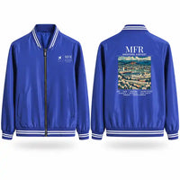 Thumbnail for Rogue Valley International–Medford Airport (MFR) Stylish Jackets - Baseball Collar - Poster - Royal Blue