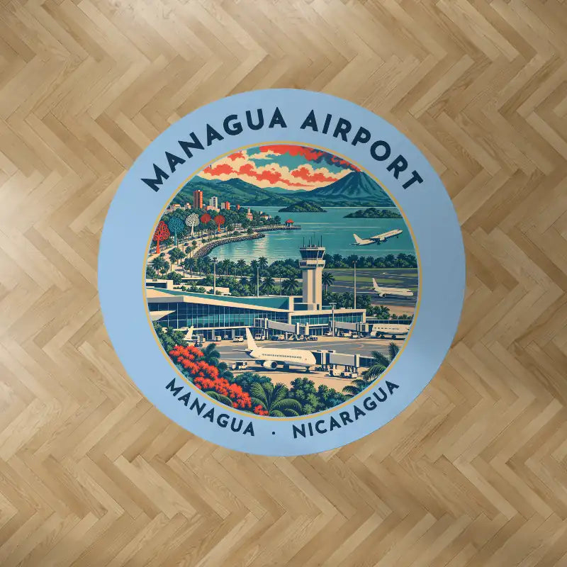 Augusto C. Sandino International Airport (MGA) Carpets - Carpet Round - Badge - Light Blue