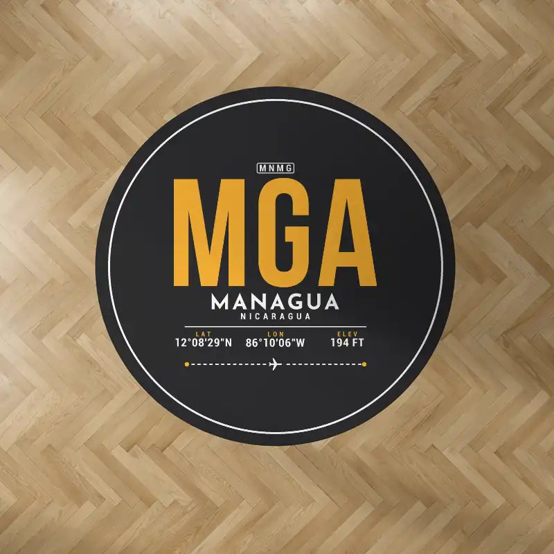 Augusto C. Sandino International Airport (MGA) Carpets - Carpet Round - ID Tag - Black