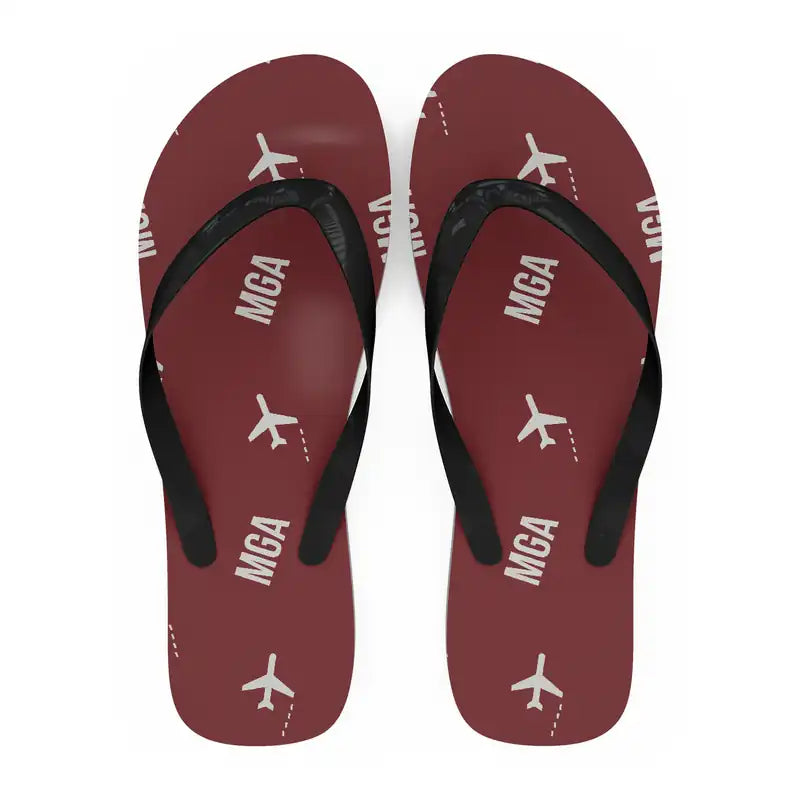 Augusto C. Sandino International Airport (MGA) Slippers & Flip Flops - Slippers - Flip Flops - Pattern - Dark Red