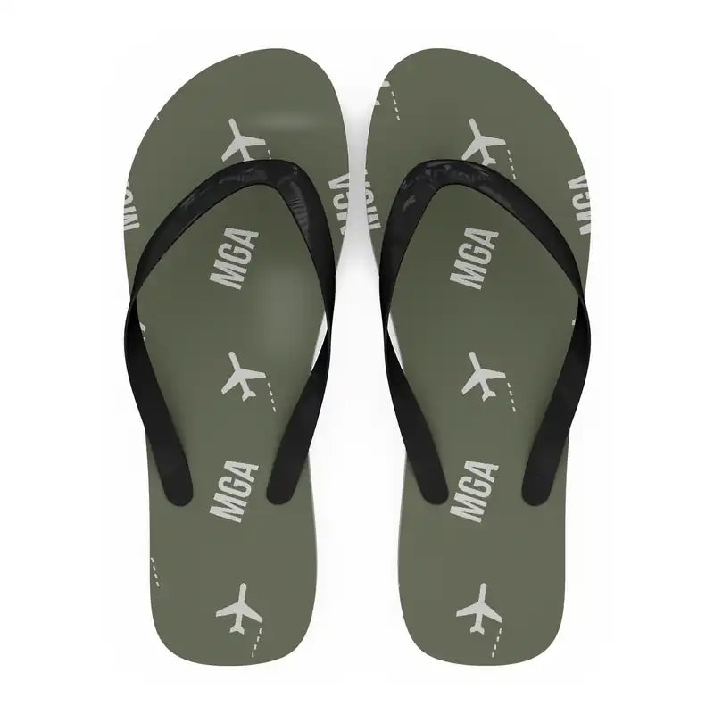 Augusto C. Sandino International Airport (MGA) Slippers & Flip Flops - Slippers - Flip Flops - Pattern - Green Army