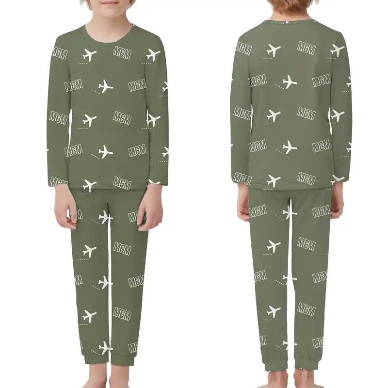 Montgomery Regional Airport (MGM) Pajamas - Children Pajamas - Green Army