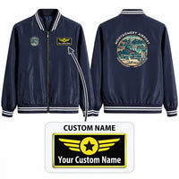 Thumbnail for Montgomery Regional Airport (MGM) Stylish Jackets - Baseball Collar - Badge + Name - Navy Blue