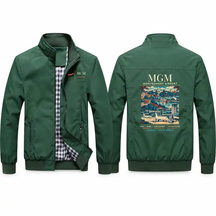 Montgomery Regional Airport (MGM) Stylish Jackets - Stand Collar - Poster - Green