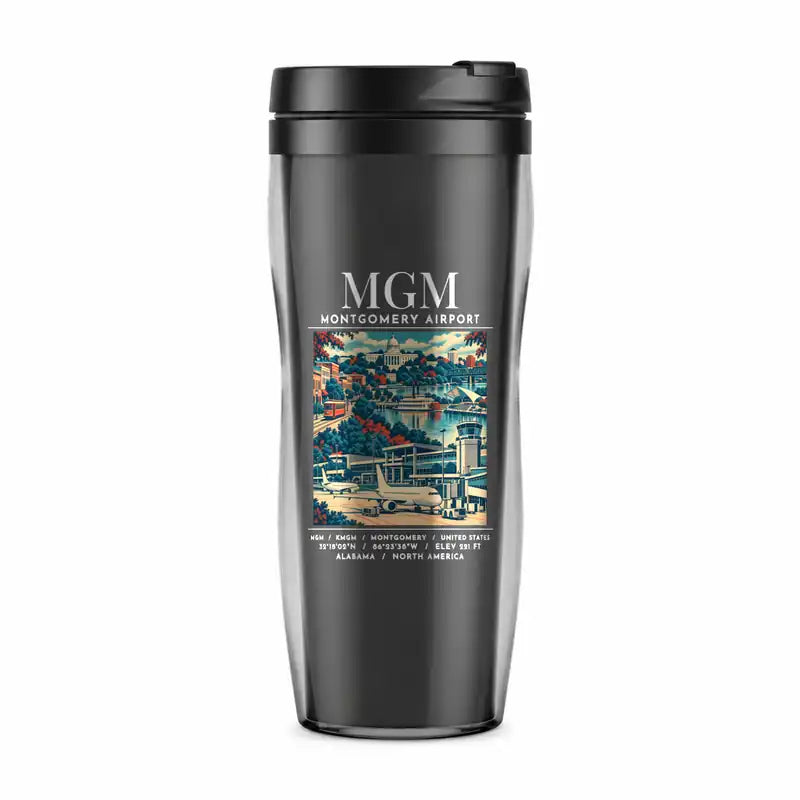 Montgomery Regional Airport (MGM) Travel Mugs - Poster - Plastic (No Holder) - Gray