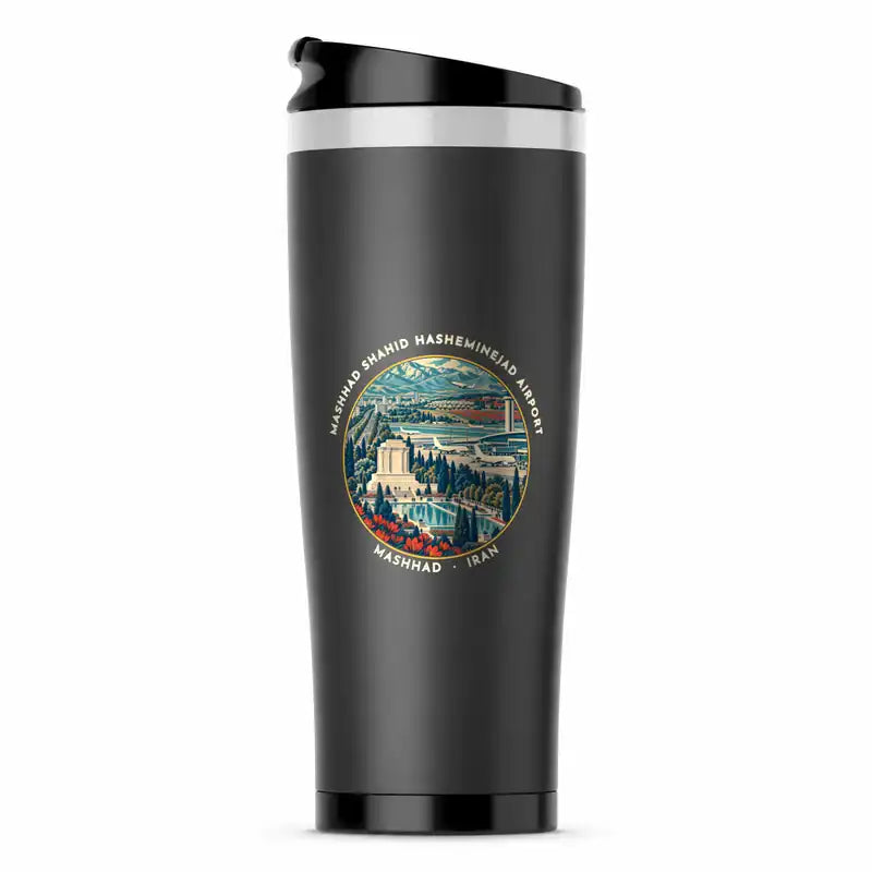 Mashhad Shahid Hasheminejad International Airport (MHD) Travel Mugs - Badge - Stainless Steel (No Holder) - Gray
