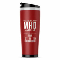 Thumbnail for Mashhad Shahid Hasheminejad International Airport (MHD) Travel Mugs - Boarding Pass - Stainless Steel (No Holder) - Red
