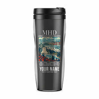 Thumbnail for Mashhad Shahid Hasheminejad International Airport (MHD) Travel Mugs - Poster + Name - Plastic (No Holder) - Gray