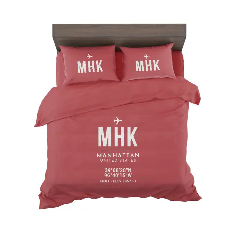 Manhattan Regional Airport (MHK) Bedding Sets & Blankets - Bedding Set - ID Tag - Red