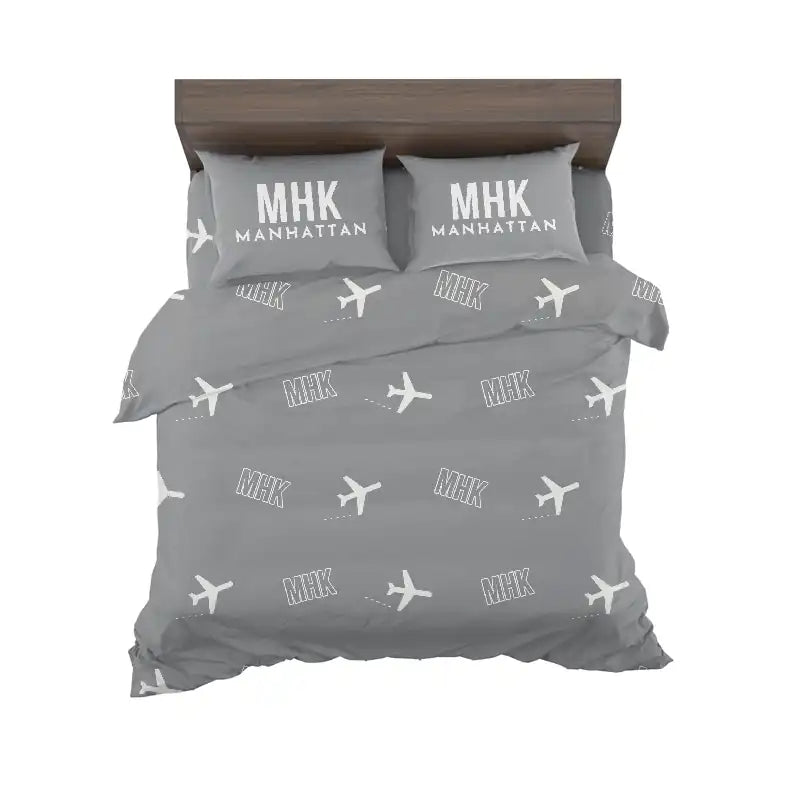 Manhattan Regional Airport (MHK) Bedding Sets & Blankets - Bedding Set - Pattern - Gray