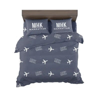 Thumbnail for Manhattan Regional Airport (MHK) Bedding Sets & Blankets - Bedding Set - Pattern - Navy Blue