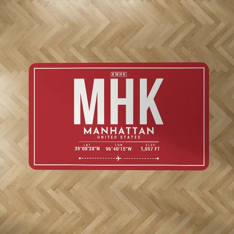 Manhattan Regional Airport (MHK) Carpets - Carpet Rectangle - ID Tag - Red