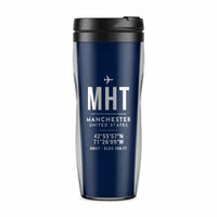 Thumbnail for Manchester–Boston Regional Airport (MHT) Travel Mugs - ID Tag - Plastic (No Holder) - Dark Blue