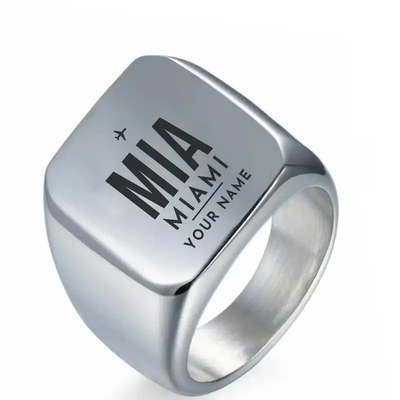 Miami International Airport (MIA) Rings - Ring - Silver + Name