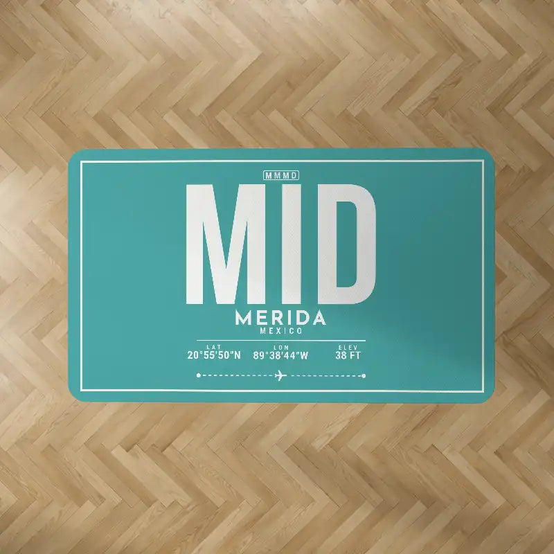 Merida International Airport (MID) Carpets - Carpet Rectangle - ID Tag - Turquoise