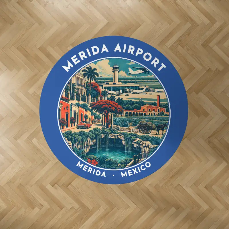 Merida International Airport (MID) Carpets - Carpet Round - Badge - Blue