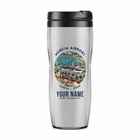 Thumbnail for Región de Murcia International Airport (MJV) Travel Mugs - Badge + Name - Plastic (No Holder) - Light Gray