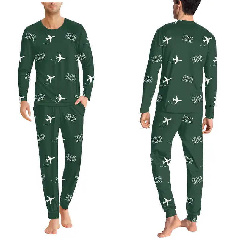 Muskegon County Airport (MKG) Pajamas - Men Pajamas - Dark Green