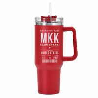 Thumbnail for Molokai Airport (MKK) Stainless Steel Mugs - Boarding Pass - 40oz Car Mug - Red