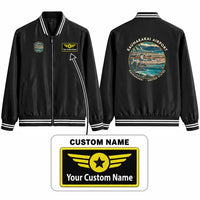 Thumbnail for Molokai Airport (MKK) Stylish Jackets - Baseball Collar - Badge + Name - Black