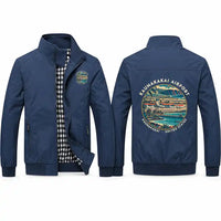 Thumbnail for Molokai Airport (MKK) Stylish Jackets - Stand Collar - Badge - Navy Blue